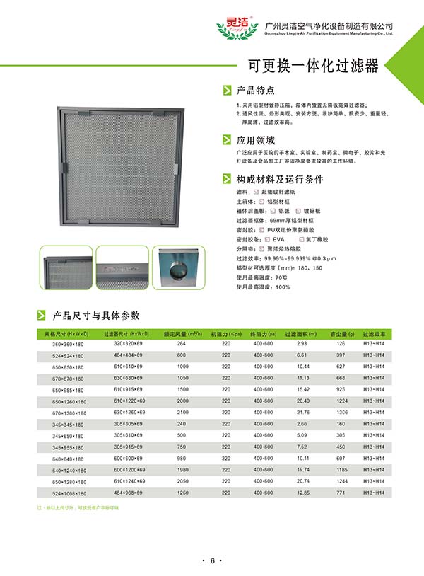 可更換式（shì）一體化高效過（guò）濾器（qì）